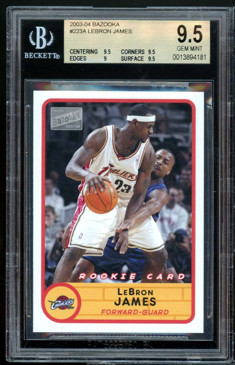 LeBron James Rookie Card 2003-04 Bazooka #223a BGS 9.5 (9.5 9.5 9 9.5) Image 1