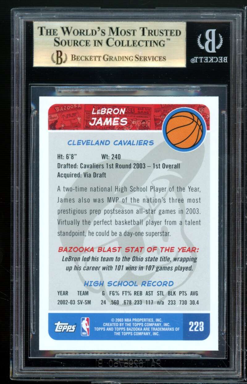 LeBron James Rookie Card 2003-04 Bazooka #223a BGS 9.5 (9.5 9.5 9 9.5) Image 2