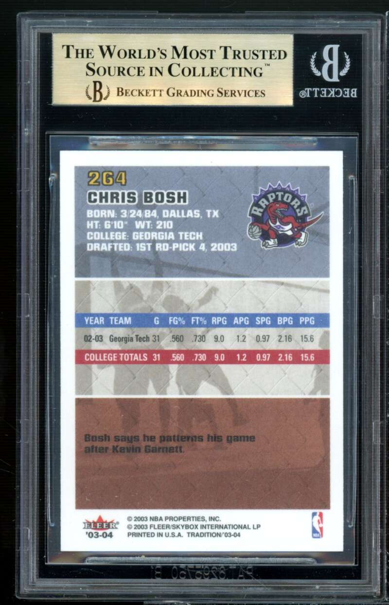 Chris Bosh Rookie Card 2003-04 Fleer Tradition #265 BGS 9.5 Image 2