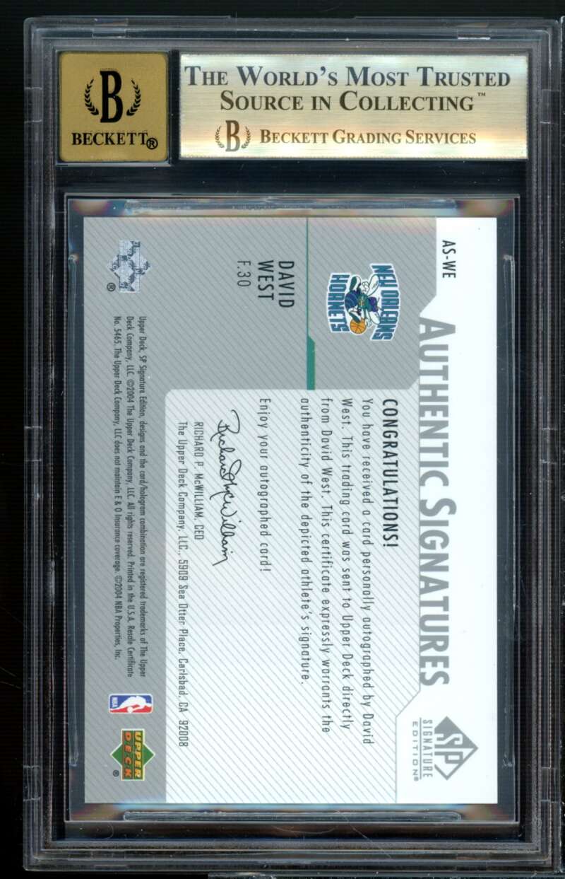 David West Rookie Card 2003-04 SP Signature Authentic Signatures #AS-WE BGS 9.5 Image 2