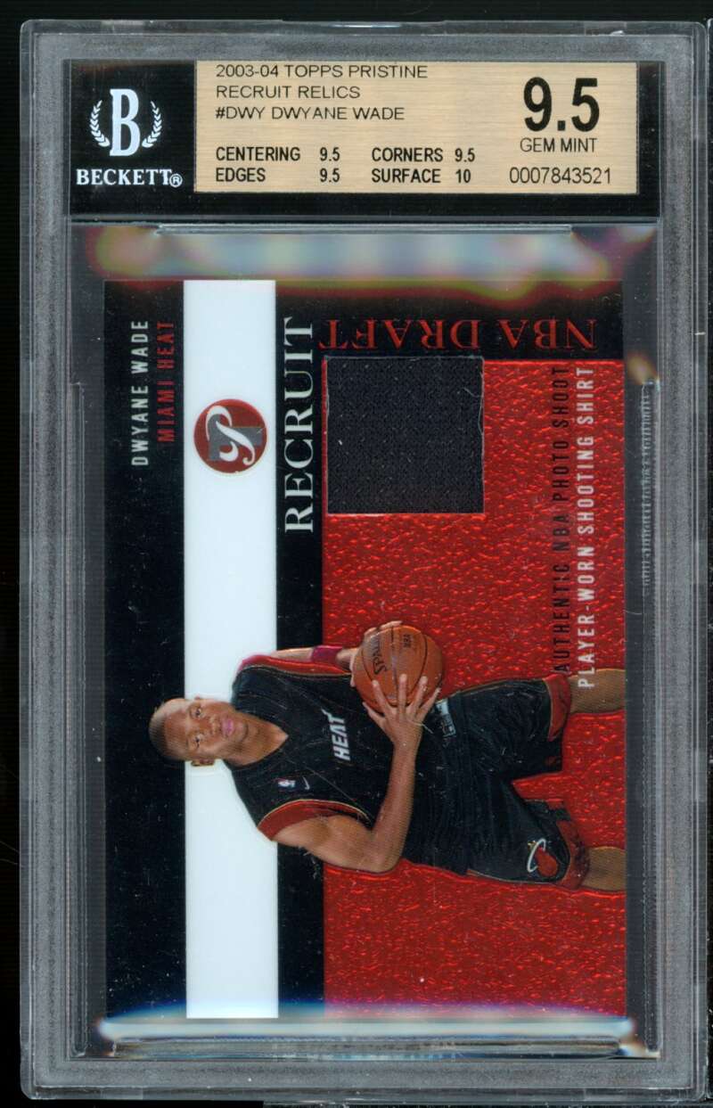 Dwyane Wade Rookie Card 2003-04 Topps Pristine Recruit Relics #PR-DWY BGS 9.5 Image 1