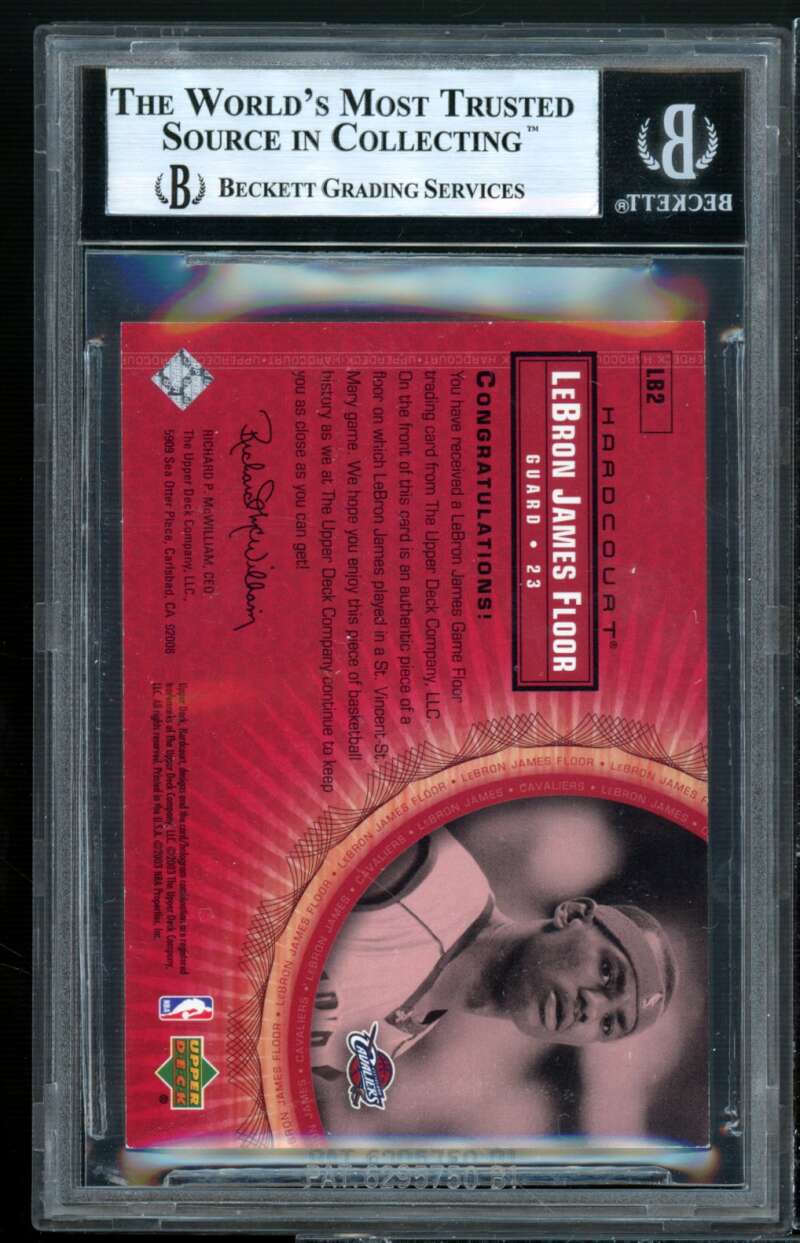 Lebron James Rookie Card 2003-04 UD Hardcourt Floor #LB2 BGS 8.5 Image 2