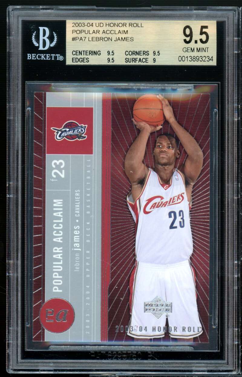 Lebron James Rookie Card 2003-04 UD Honor Roll Popular Acclaim #pa7 BGS 9.5 Image 1