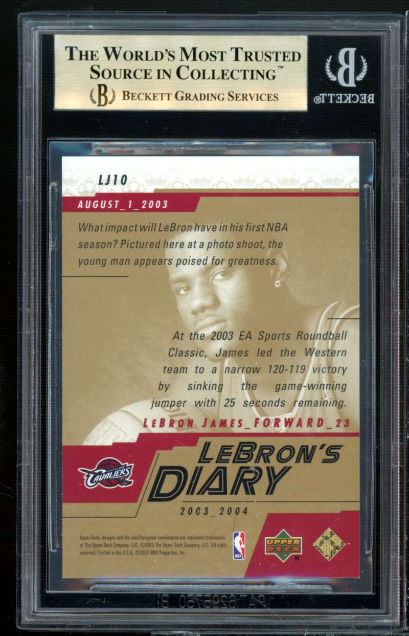 LeBron James Rookie Card 2003-04 Upper Deck LeBron's Diary #LJ10 BGS 9.5 Image 2