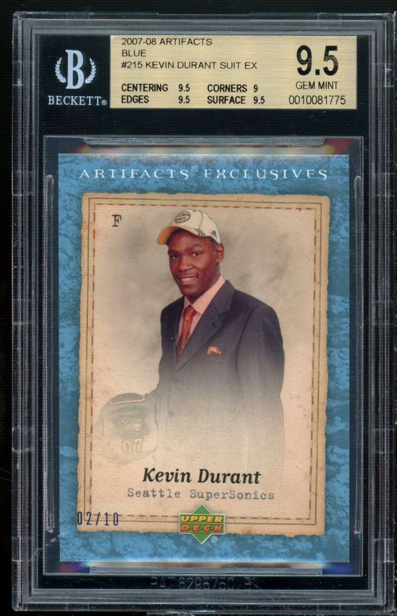 Kevin Durant Rookie Card 2007-08 Artifacts Blue #215 BGS 9.5 (9.5 9 9.5 9.5) Image 1