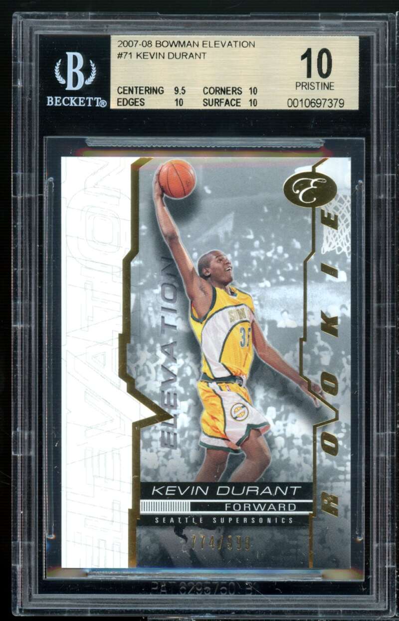 Kevin Durant Rookie Card 2007-08 Bowman Elevation #71 (pop 1) (PRISTINE) BGS 10 Image 1