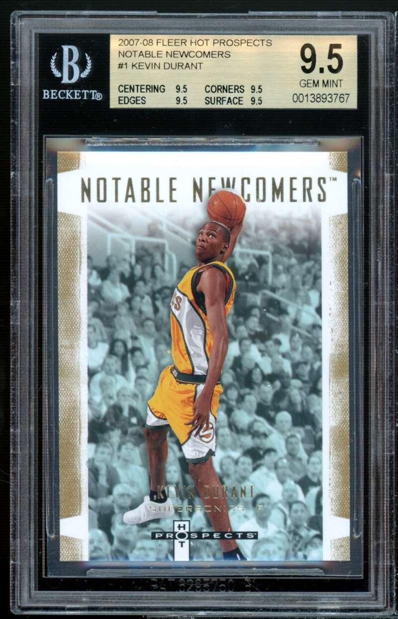 Kevin Durant Rookie 2007-08 Fleer Hot Prospects Notable Newcomers #NN-1 BGS 9.5 Image 1