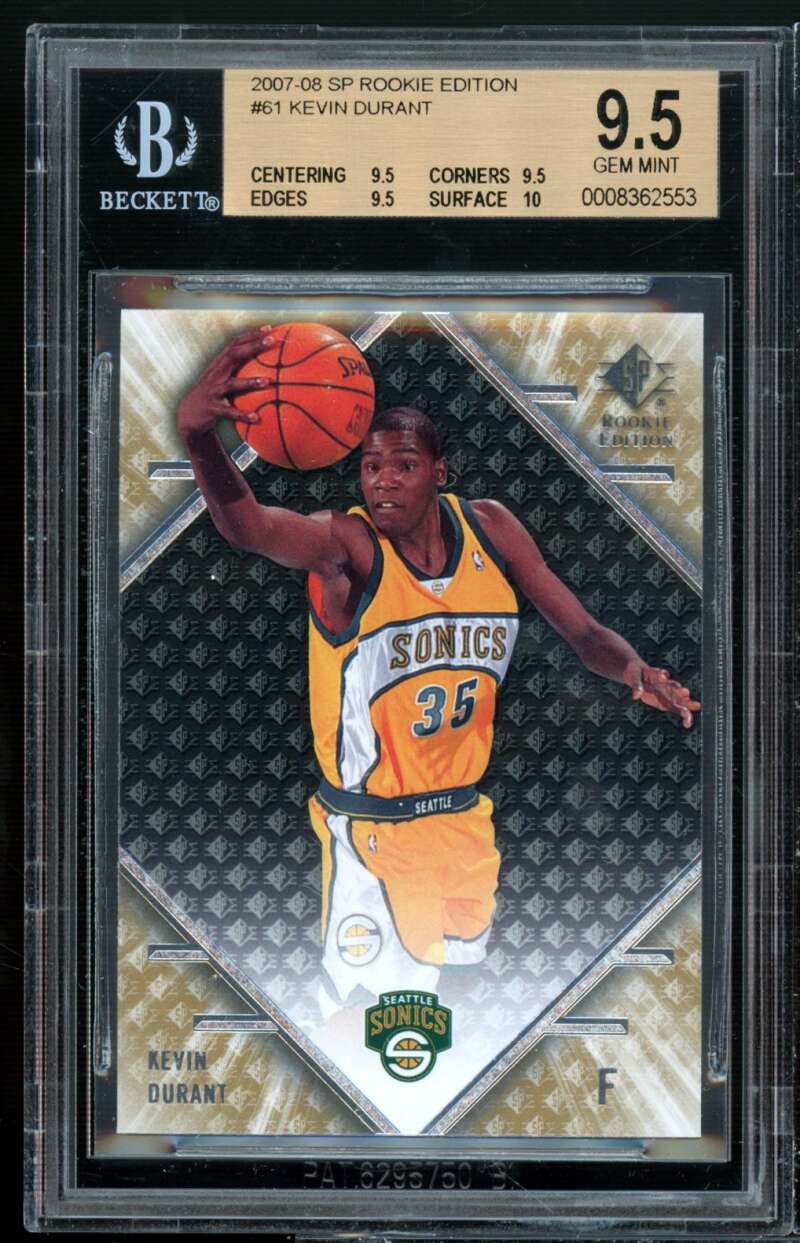 Kevin Durant Rookie Card 2007-08 SP Rookie Edition #61 BGS 9.5 (9.5 9.5 9.5 10) Image 1