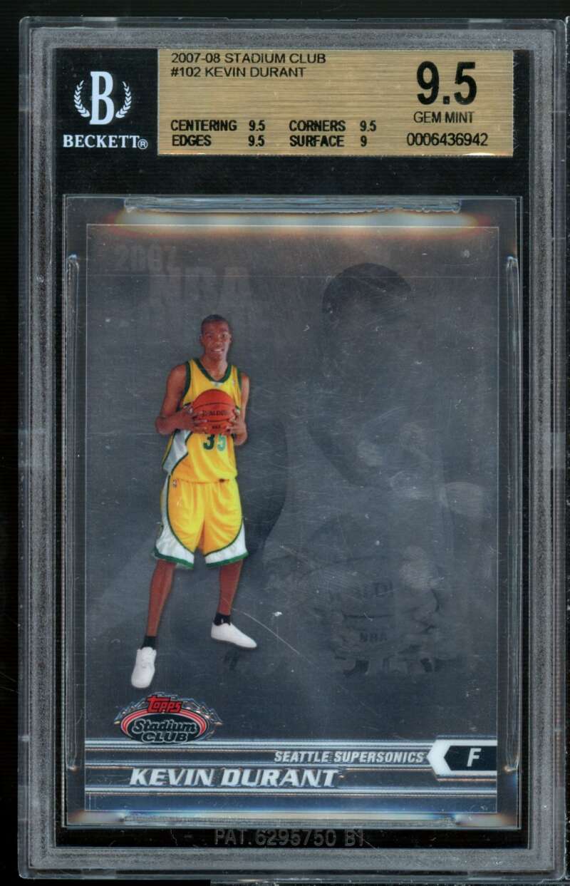 Kevin Durant Rookie Card 2007-08 Stadium Club #102 BGS 9.5 (9.5 9.5 9.5 9) Image 1