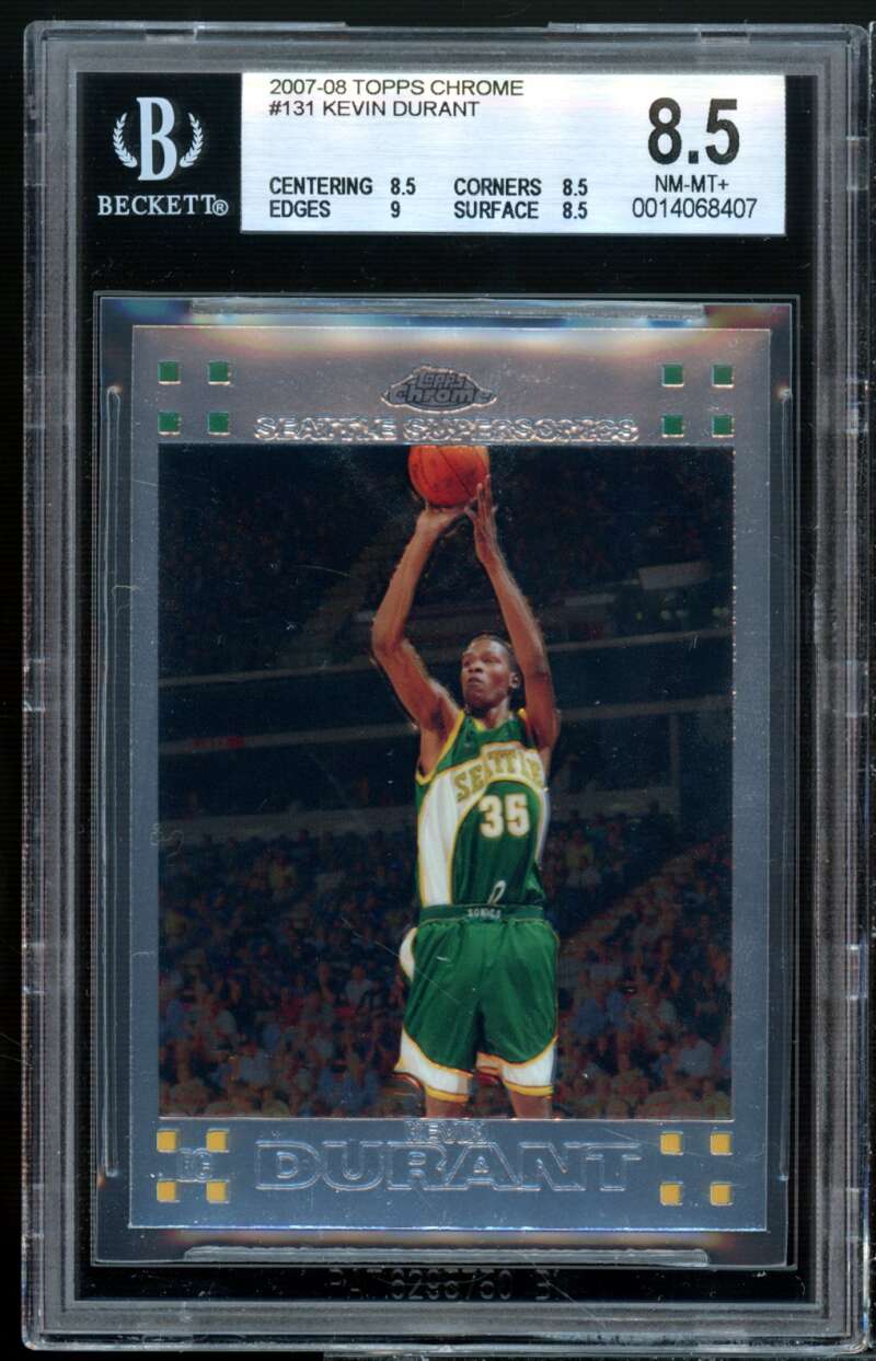 Kevin Durant Rookie Card 2007-08 Topps Chrome #131 BGS 8.5 (8.5 8.5 9 8.5) Image 1