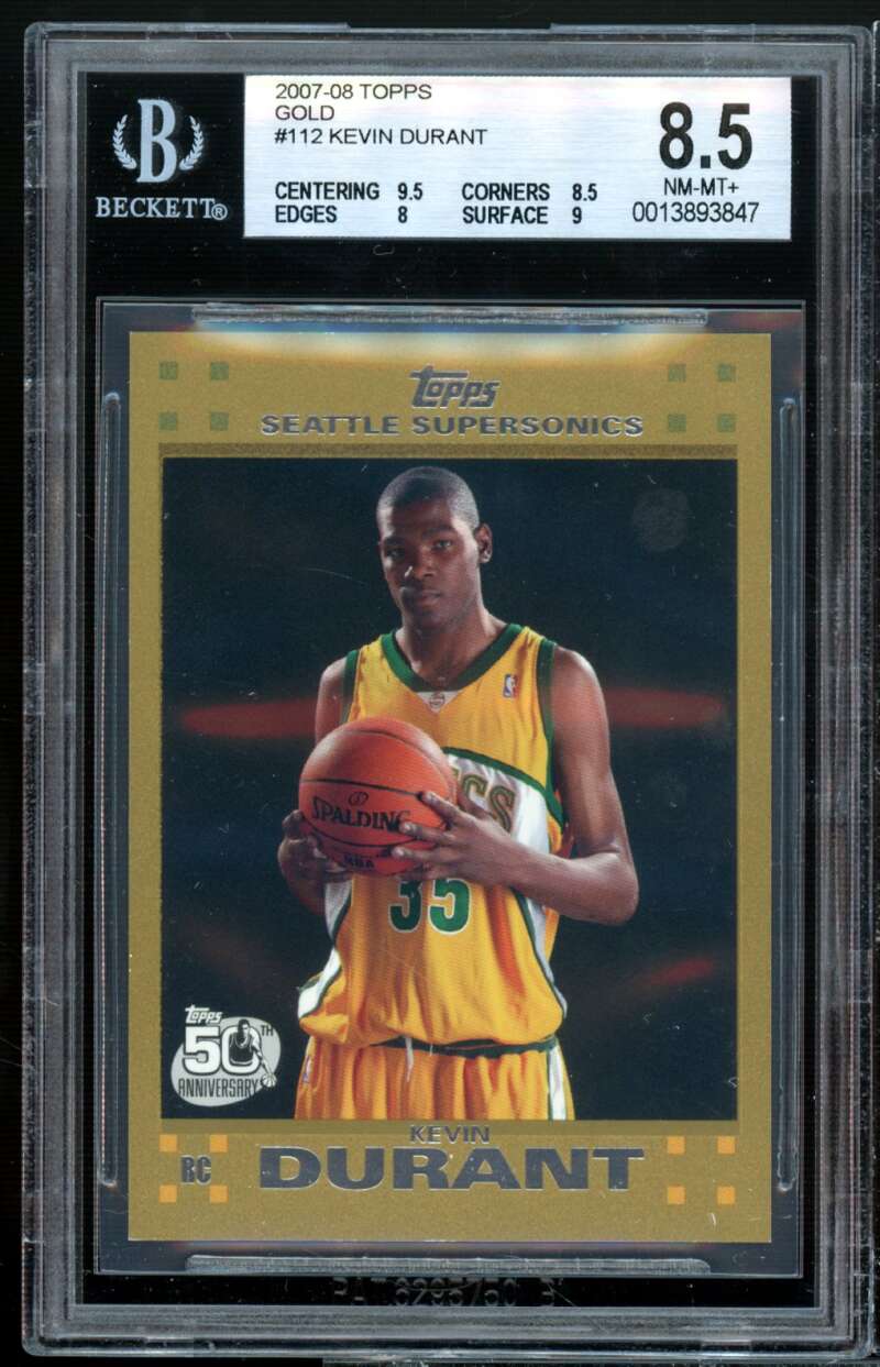 Kevin Durant Rookie Card 2007-08 Topps Gold #112 BGS 8.5 (9.5 8.5 8 9) Image 1