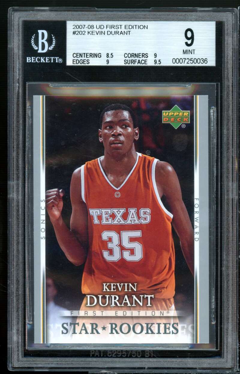 Kevin Durant Rookie 2007-08 Upper Deck First Edition #202 BGS 9 (8.5 9 9 9.5) Image 1