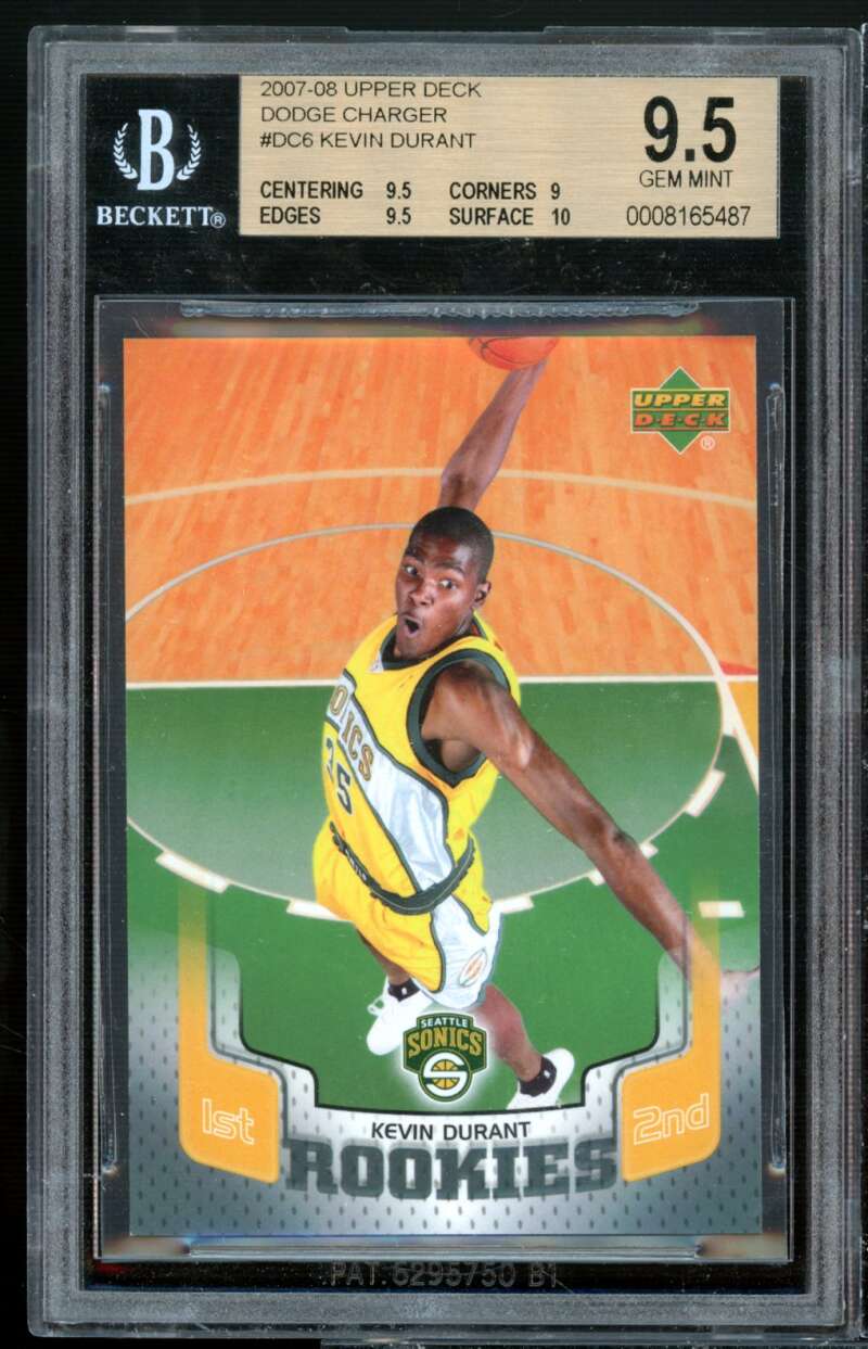 Kevin Durant Rookie 2007-08 Upper Deck Dodge Charger #dc6 BGS 9.5 (9.5 9 9.5 10) Image 1