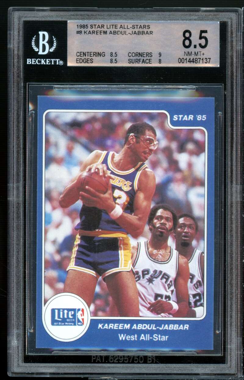 Kareem Abdul-Jabbar Card 1985 Star Lite All-Stars #8 BGS 8.5 (8.5 9 8.5 8) Image 1