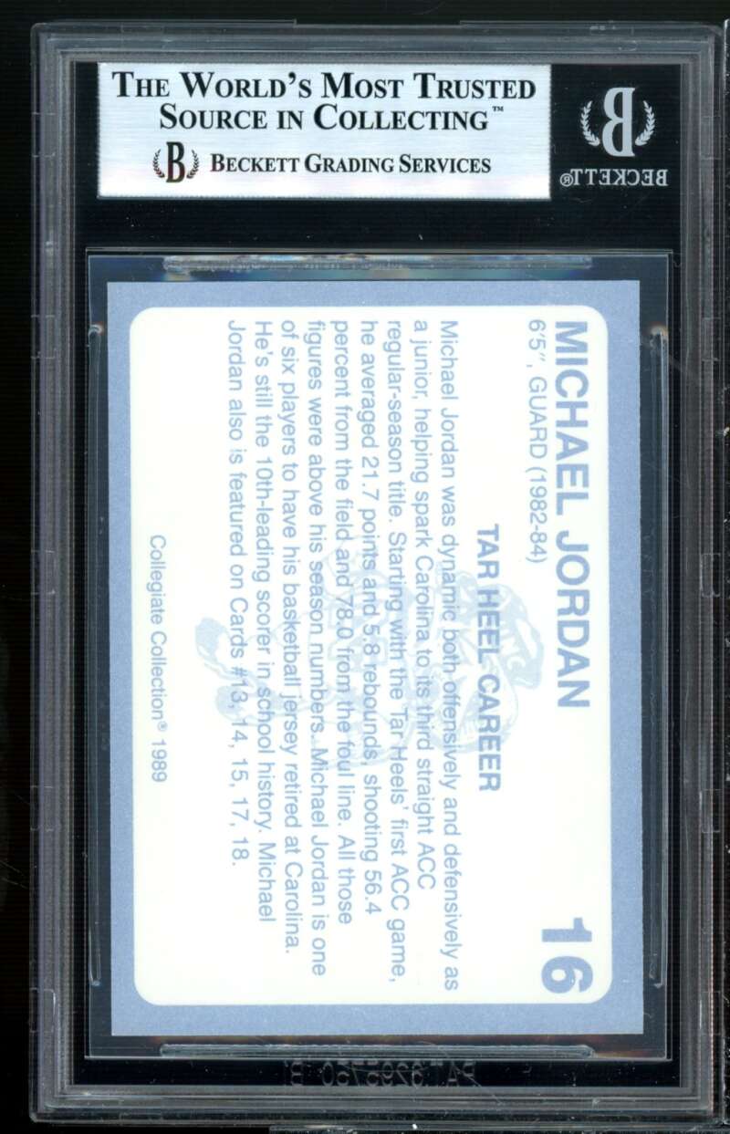 Michael Jordan Card 1989-90 Collegiate Collection North Carolina #16 BGS 9 Image 2