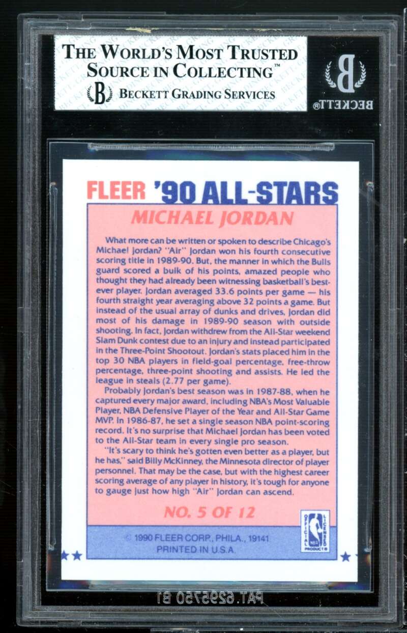Michael Jordan Card 1990-91 Fleer All-Stars #5 BGS 7.5 Image 2