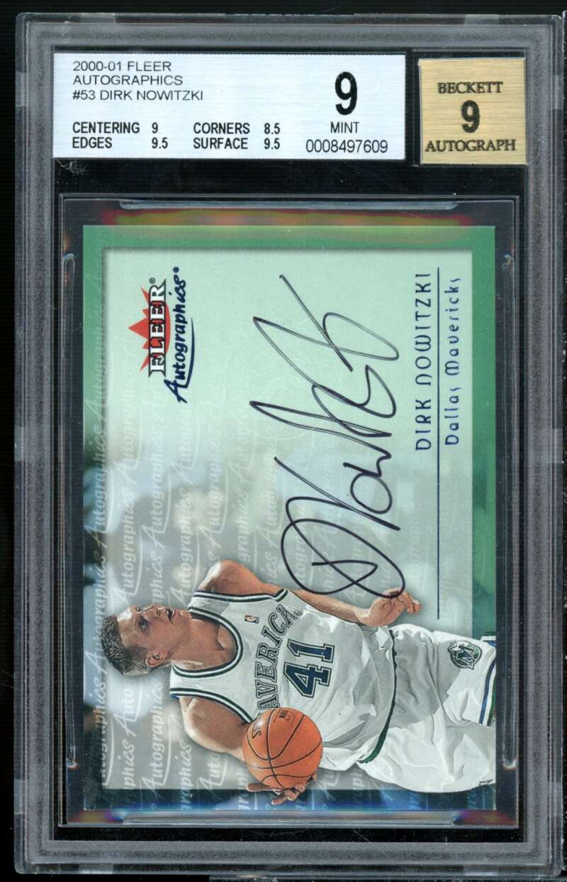 Dirk Nowitzki Card 2000-01 Fleer Autographics #53 BGS 9 (9 8.5 9.5 9.5) Image 1