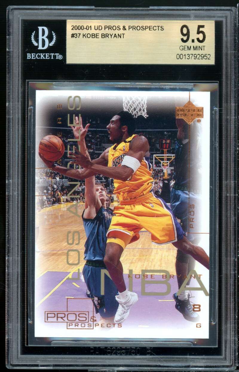 Kobe Bryant Card 2000-01 Upper Deck Pros &amp; Prospects #37 BGS 9.5 Image 1