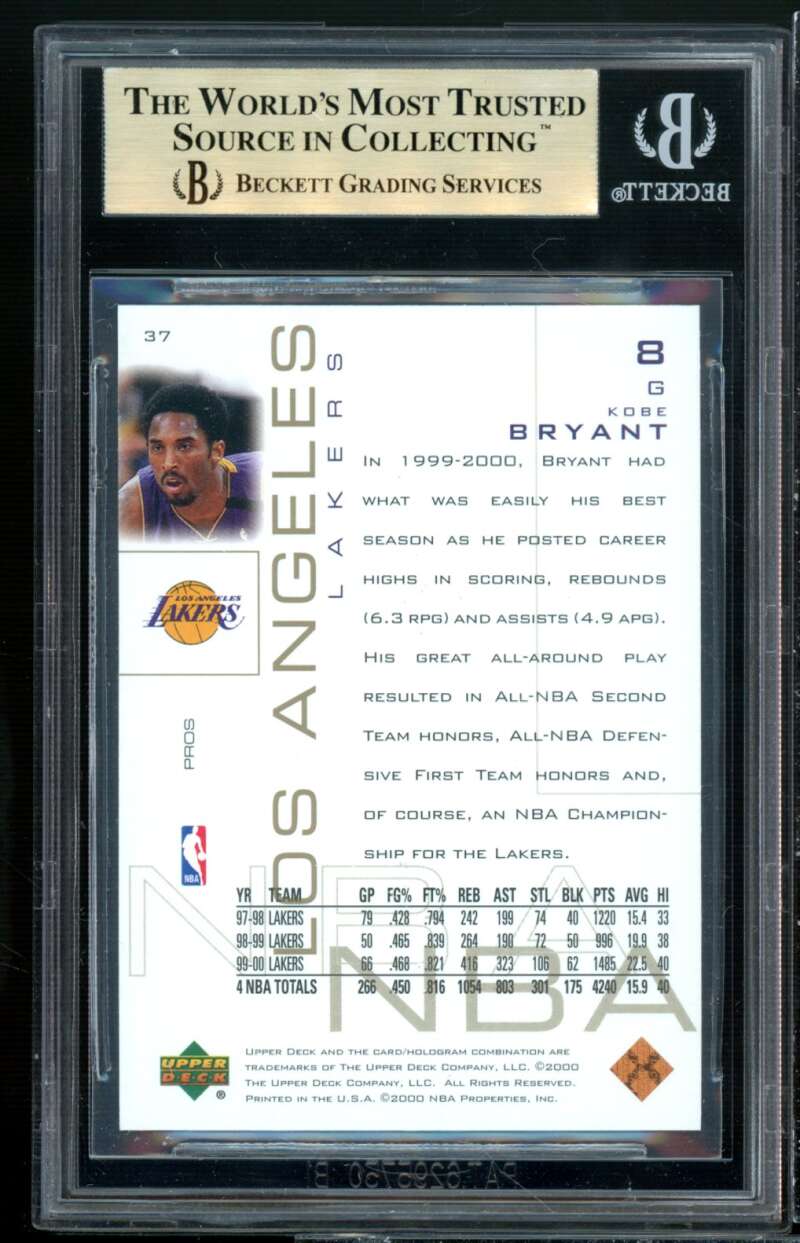 Kobe Bryant Card 2000-01 Upper Deck Pros &amp; Prospects #37 BGS 9.5 Image 2