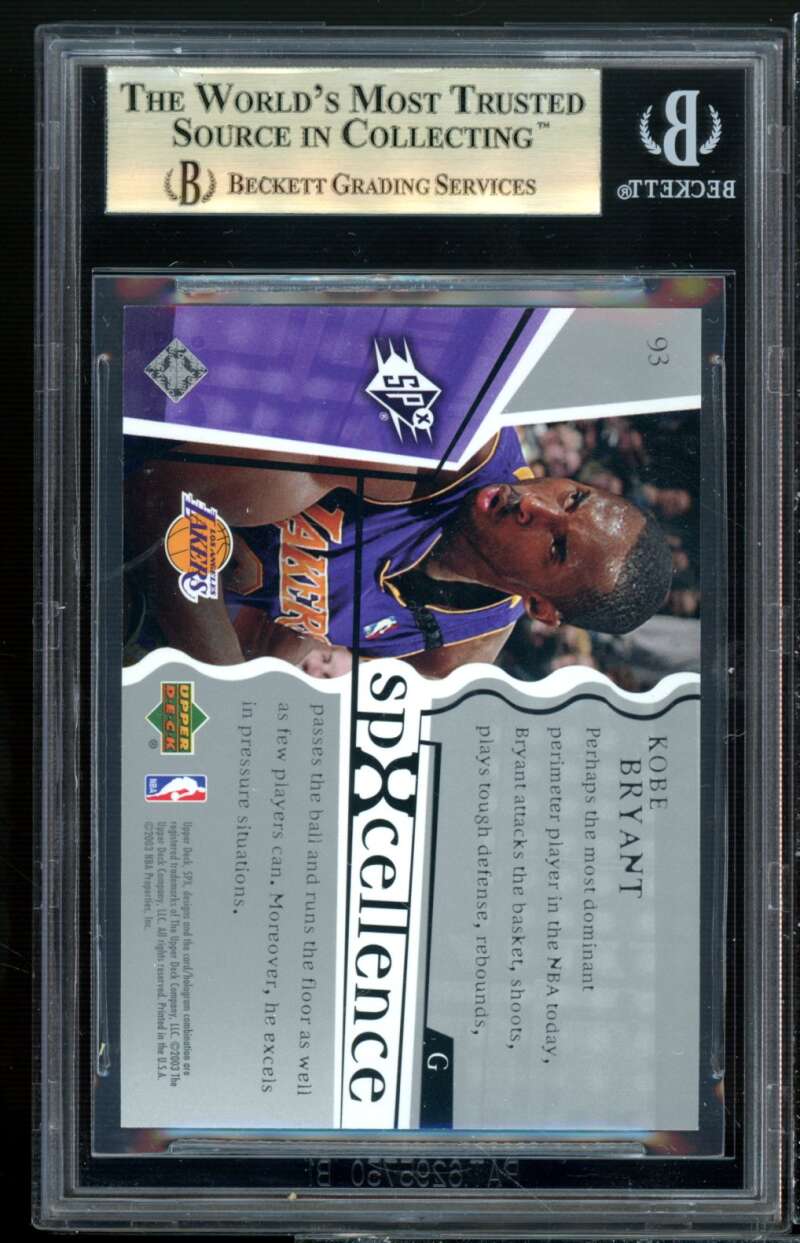 Kobe Bryant Card 2003-04 SPX #93 BGS 9.5 (9.5 9 9.5 9.5) Image 2