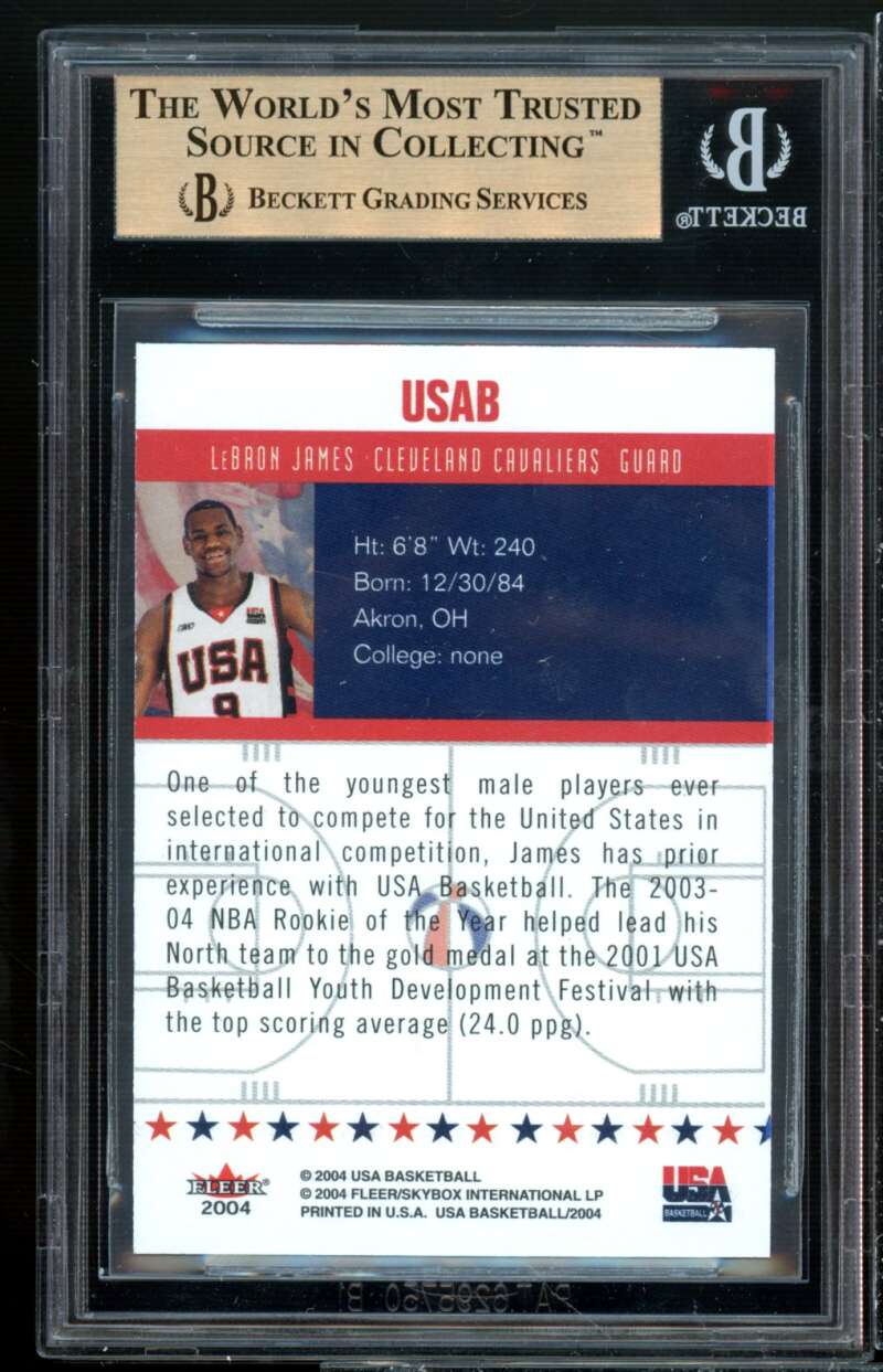 LeBron James Card 2004 Fleer USA #nno BGS 9.5 (9.5 9 9.5 9.5) Image 2