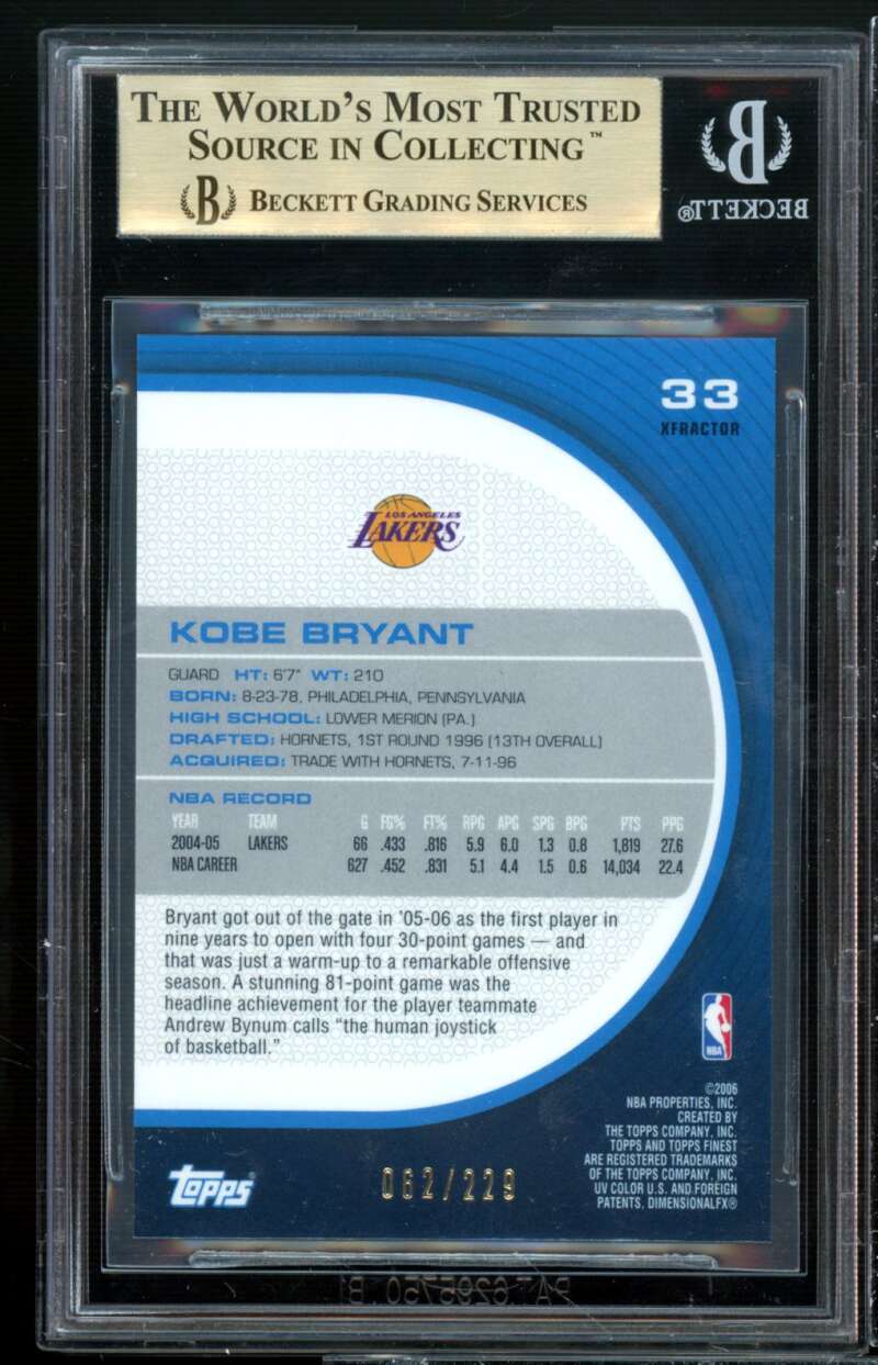 Kobe Bryant Card 2005-06 Finest X-Fractors #33 (pop 6) BGS 9.5 (9.5 9.5 9.5 9.5) Image 2