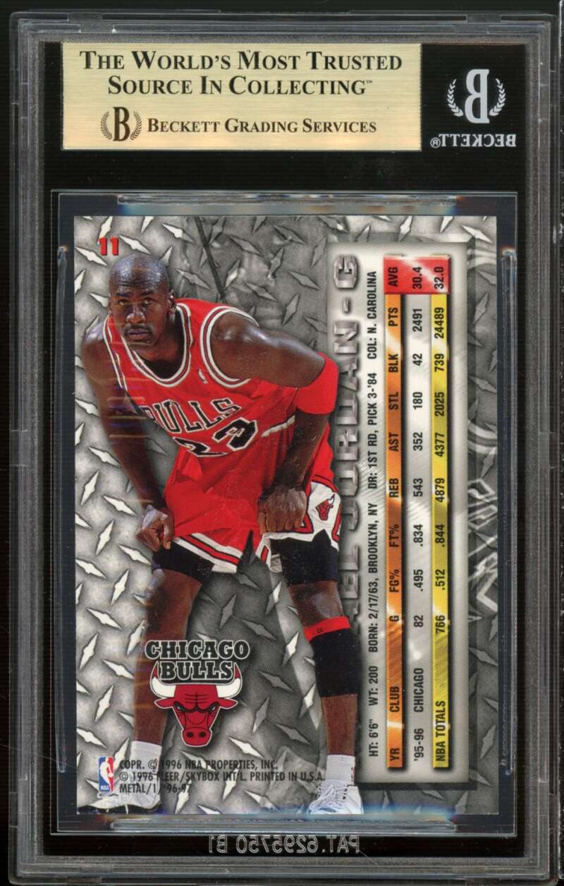 Michael Jordan Card 1996-97 Metal #11 BGS 9.5 (9.5 9.5 10 9.5) Image 2