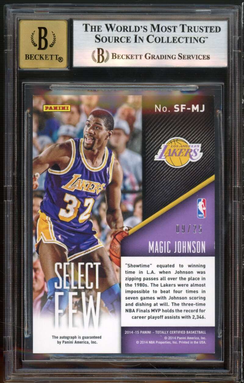 Magic Johnson Card 2014-15 Totally Certified Select Few Signatures #SF-MJ BGS 9 Image 2