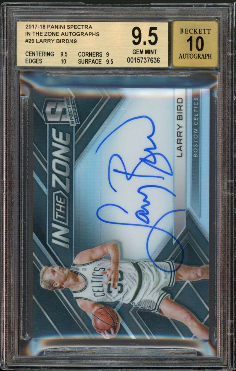 Larry Bird 2017-18 Panini Spectra In The Zone Autographs #29 (pop 1) BGS 9.5 Image 1