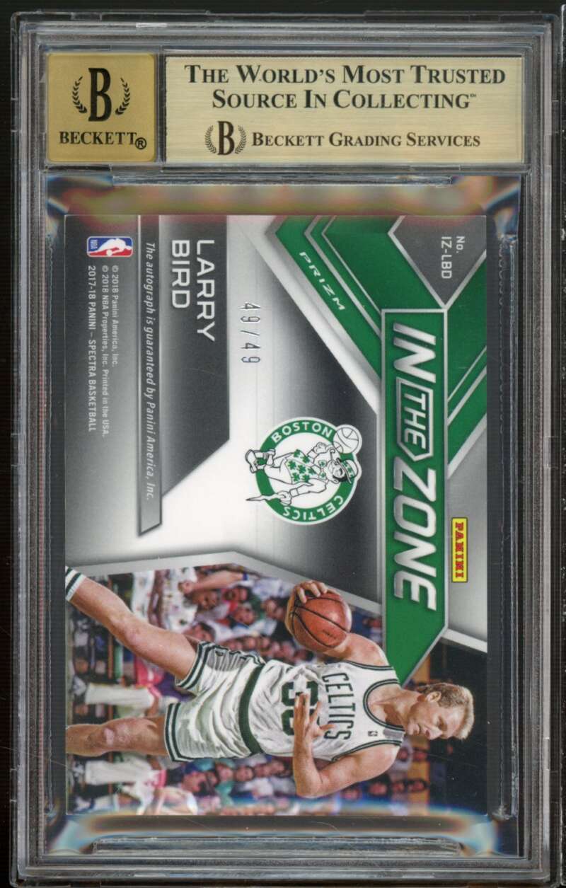 Larry Bird 2017-18 Panini Spectra In The Zone Autographs #29 (pop 1) BGS 9.5 Image 2