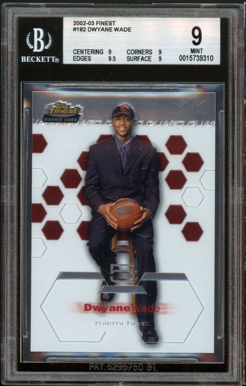 Dwyane Wade Rookie Card 2002-03 Finest #182 BGS 9 (9 9 9.5 9) Image 1