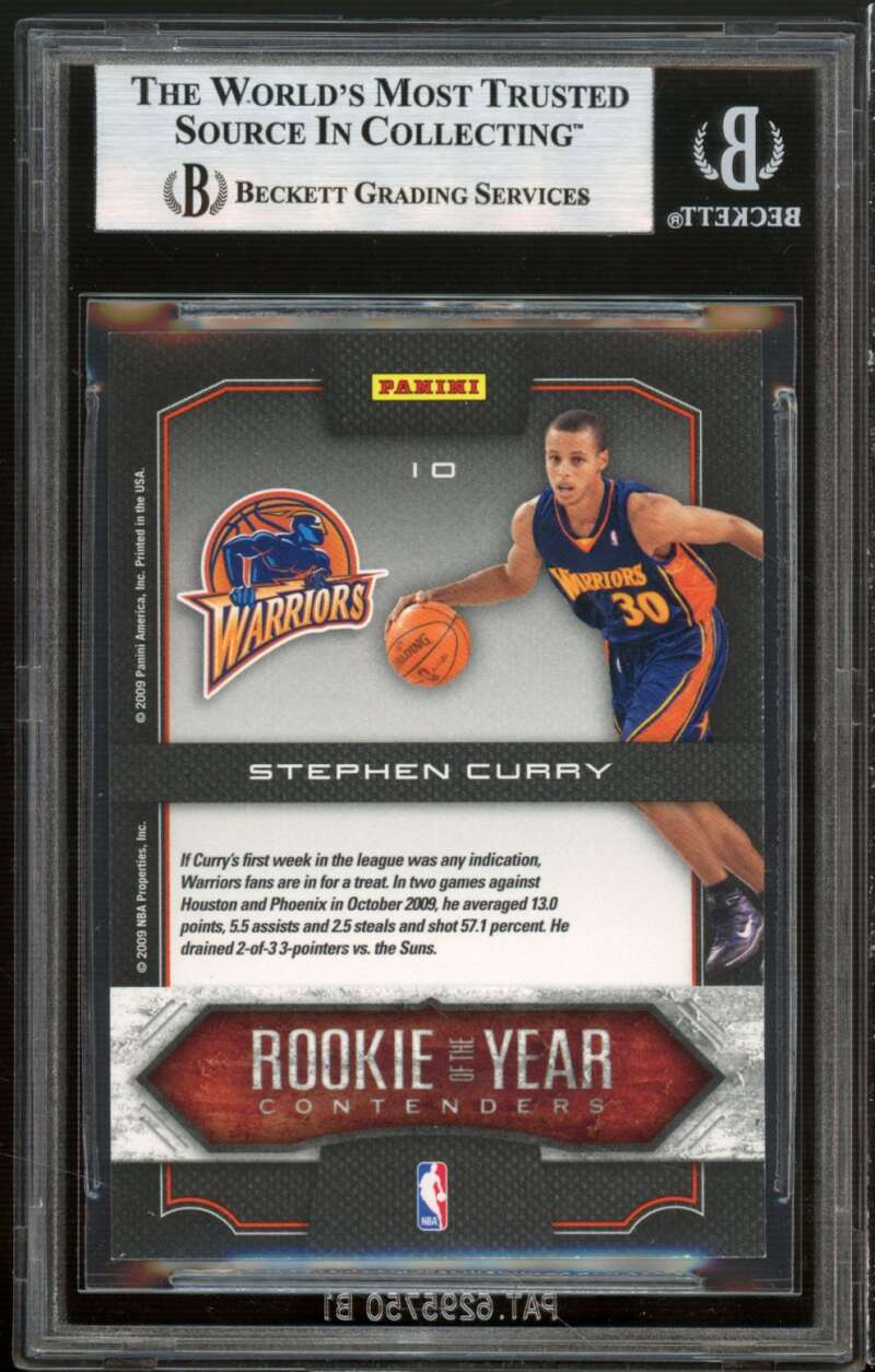 Stephen Curry Rookie Card 2009-10 Panini Playoff Contenders ROY #10 BGS 8.5 Image 2