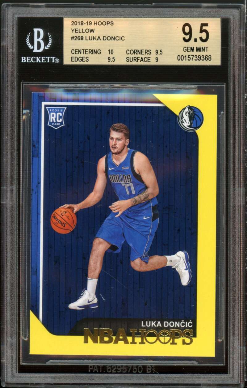 Luka Doncic Rookie Card 2018-19 Hoops Yellow #268 BGS 9.5 (10 9.5 9.5 9) Image 1