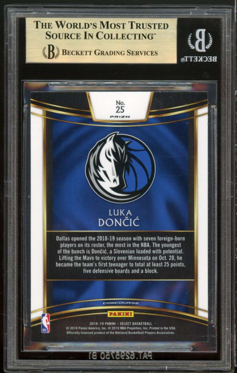 Luka Doncic Rookie Card 2018-19 Select Prizms Silver #25 BGS 9.5 (9.5 9.5 9.5 9) Image 2