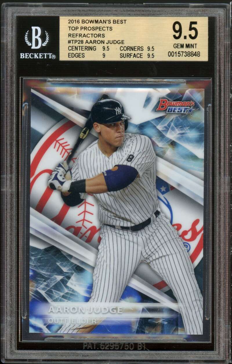 Aaron Judge Rookie Card 2016 Bowman's Best Top Prospects Refractor #TP28 BGS 9.5 Image 1