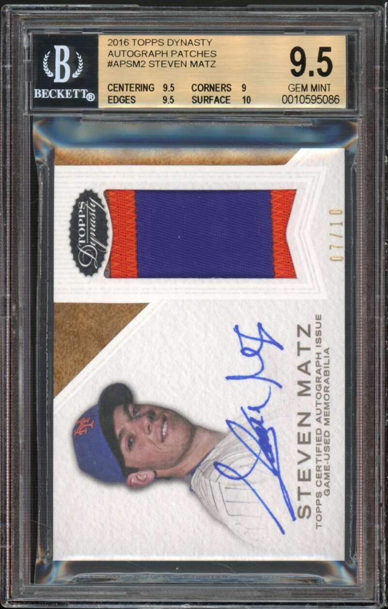 Steven Matz Rookie Card 2016 Topps Dynasty Autograph Patches #APSM2 BGS 9.5 Image 1