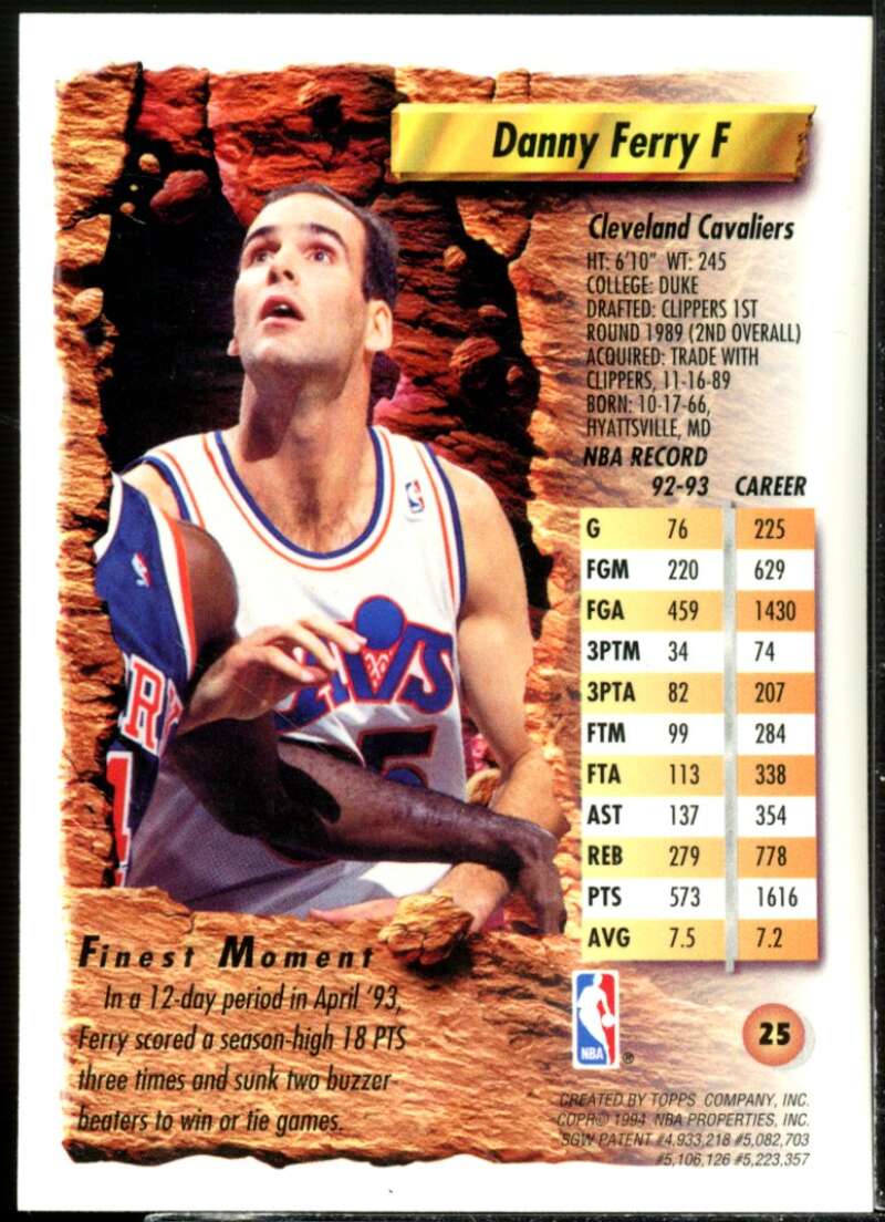 Danny Ferry Card 1993-94 Finest Refractors #25  Image 2