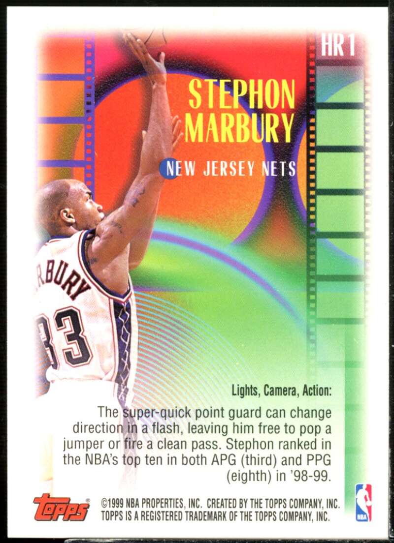 Stephon Marbury Card 1999-00 Topps Chrome Highlight Reels #HR1  Image 2