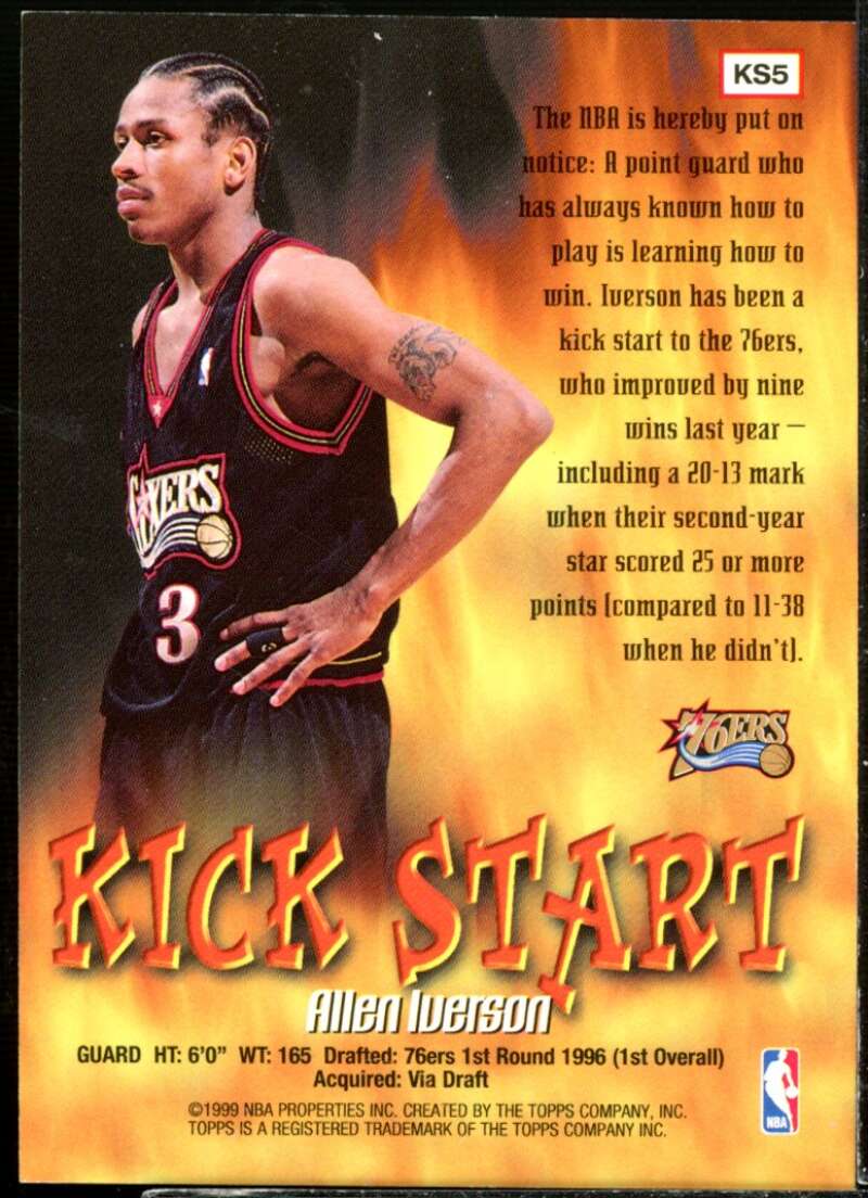 Allen Iverson Card 1998-99 Topps Kick Start #KS5  Image 2