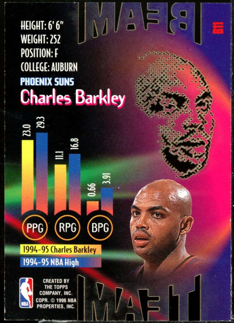 Charles Barkley Card 1995-96 Stadium Club Beam Team #B11  Image 2