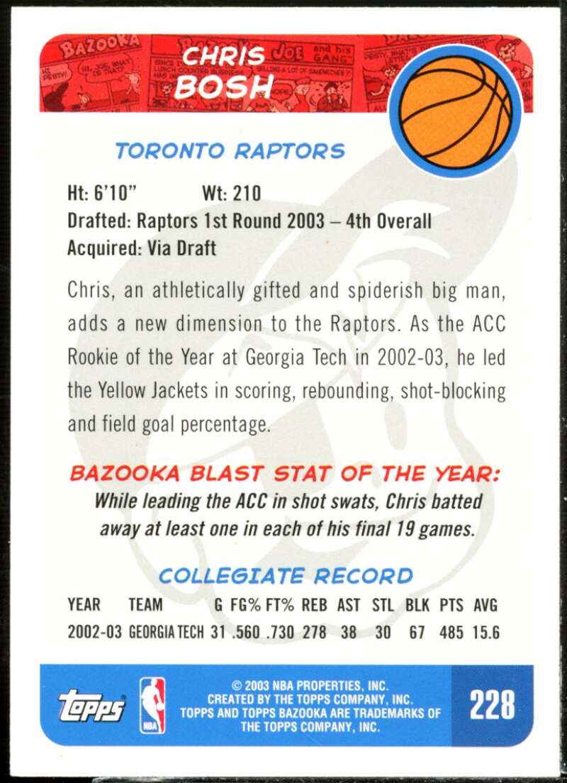Chris Bosh Away Rookie Card 2003-04 Bazooka #228B  Image 2