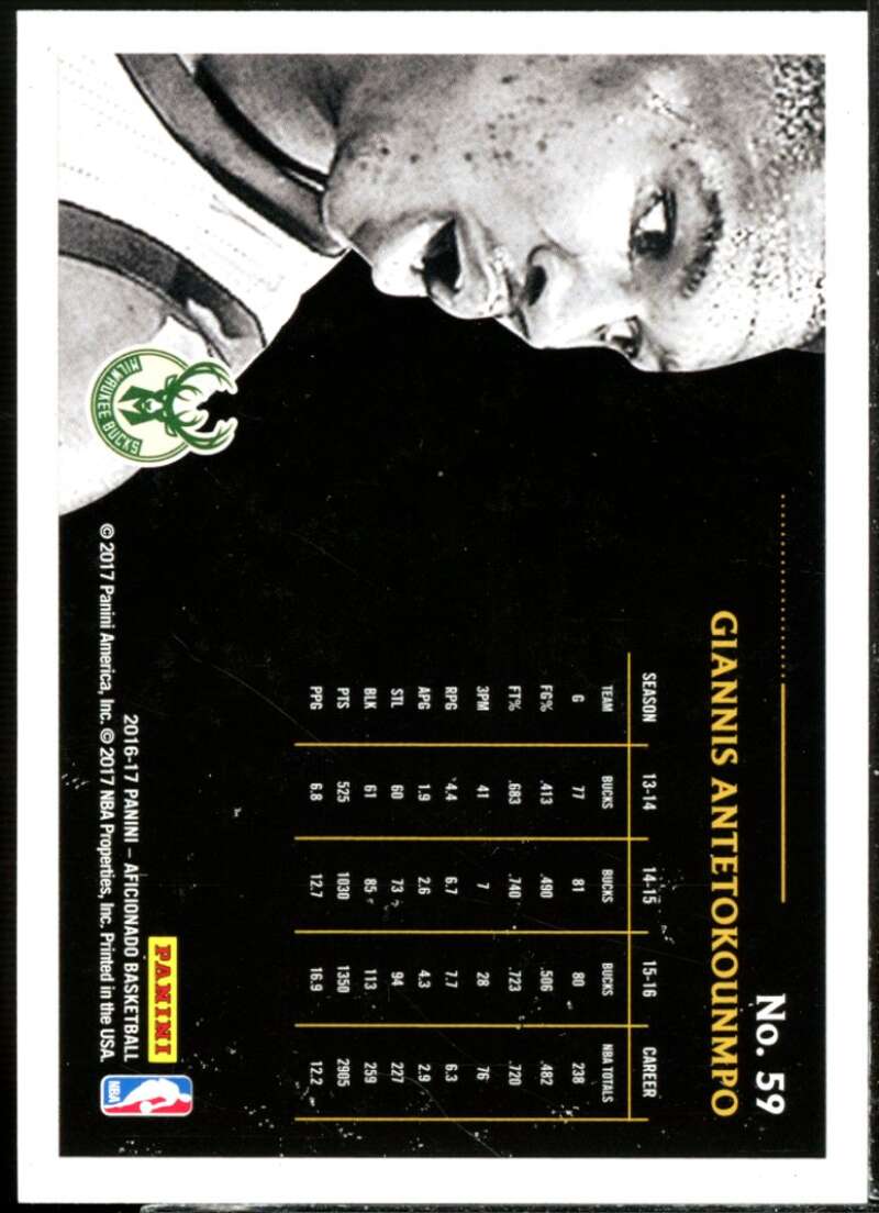 Giannis Antetokounmpo Card 2016-17 Panini Aficionado #59  Image 2