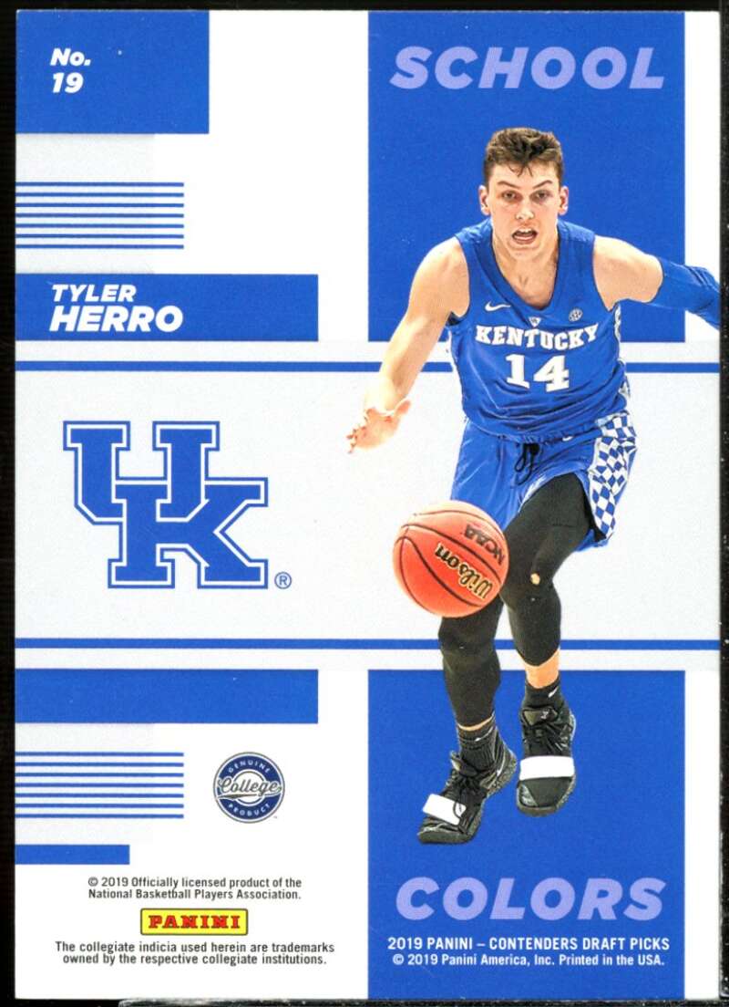 Tyler Herro Rookie Card 2019-20 Panini Contenders Draft Picks School Colors #19  Image 2