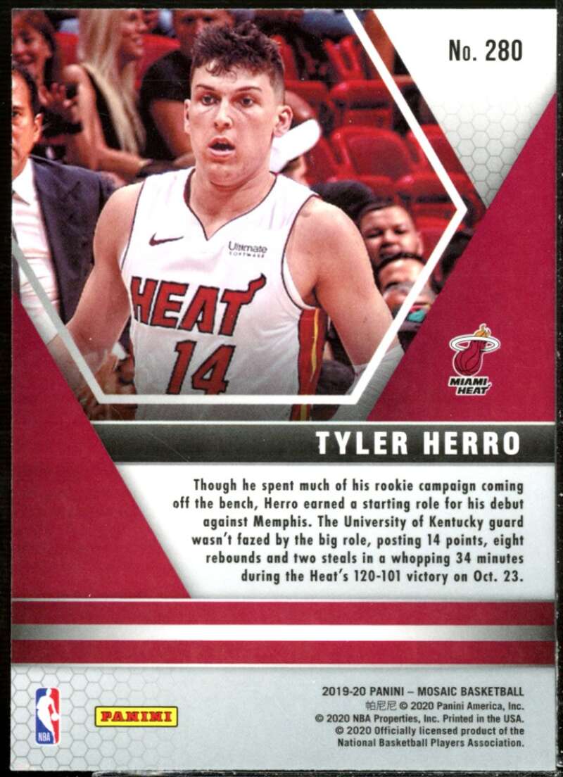 Tyler Herro Rookie Card 2019-20 Panini Mosaic #280  Image 2