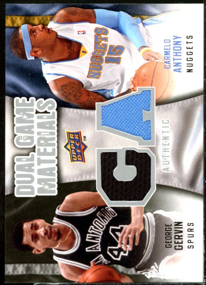 Carmelo Anthony/George Gervin Card 2009-10 Upper Deck Game Materials Dual #DGGA  Image 1