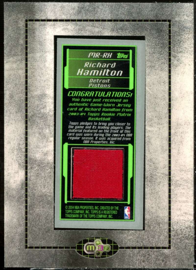 Richard Hamilton G Card 2003-04 Topps Rookie Matrix Mini Relics #RH  Image 2