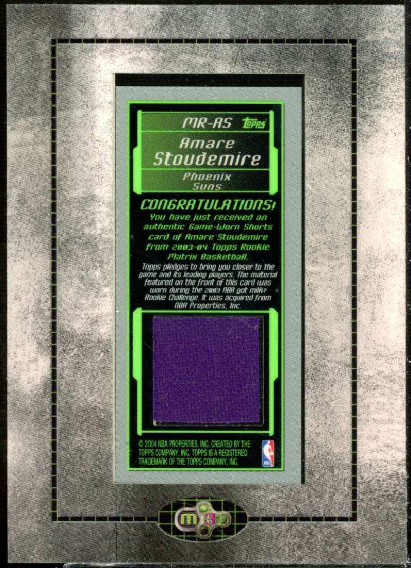 Amare Stoudemire G Card 2003-04 Topps Rookie Matrix Mini Relics #AS  Image 2