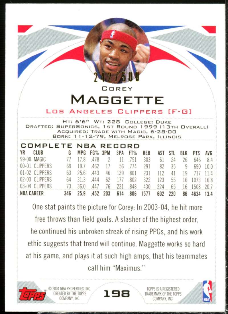 Corey Maggette Card 2004-05 Topps Black #198  Image 2