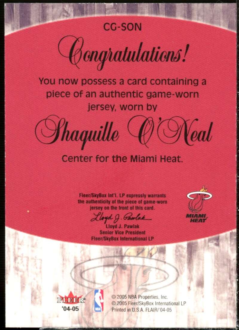 Shaquille O'Neal Card 2004-05 Flair Courting Greatness Jerseys Retail #SON  Image 2