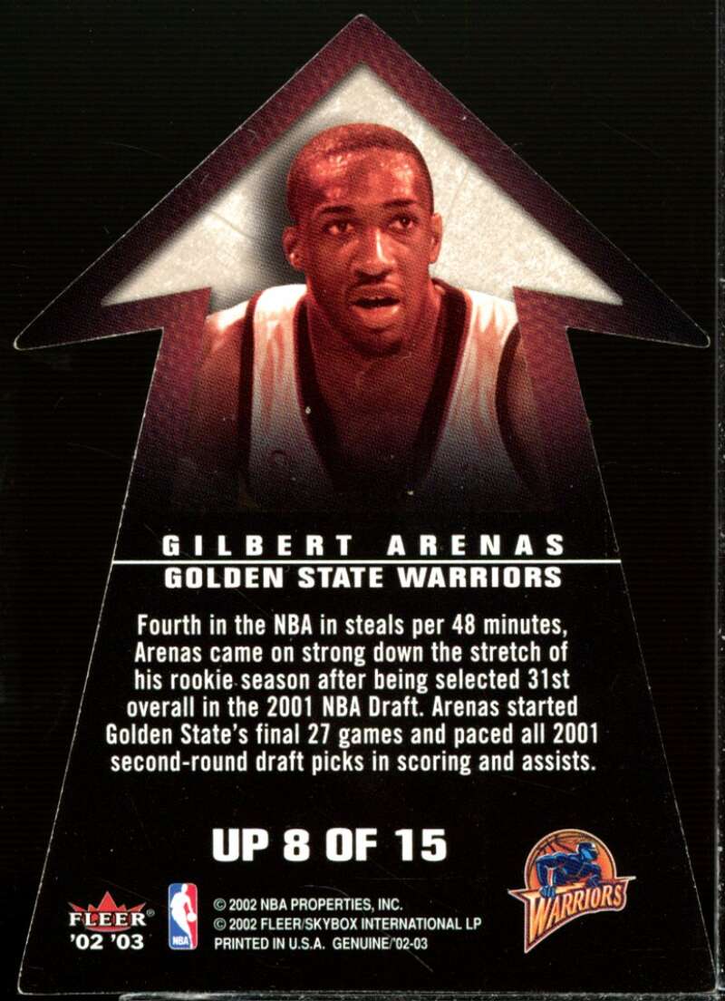 Gilbert Arenas Card 2002-03 Fleer Genuine On the Up #8  Image 2